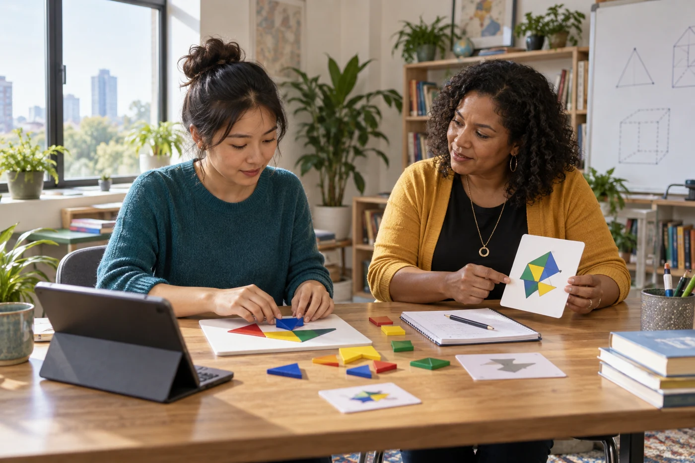 Concept illustration: An educator adapts a practical exercise to an adult learner’s gap in understanding.
