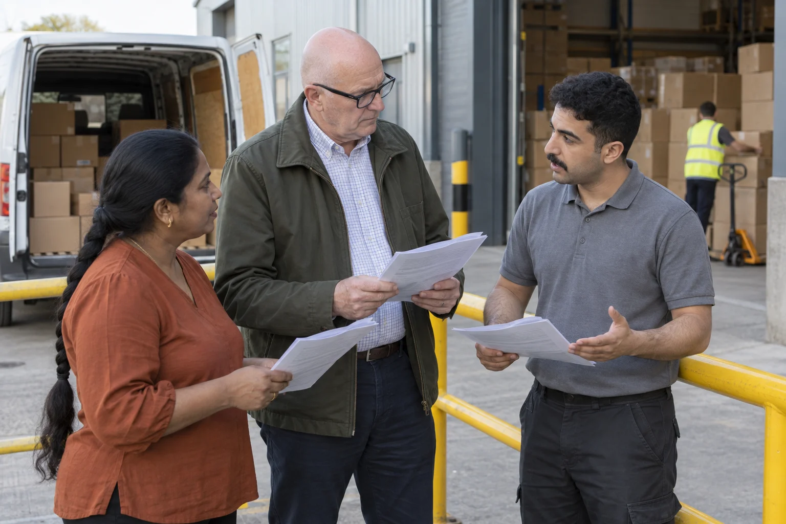 Procurement leads compare contract copies with a supplier manager.