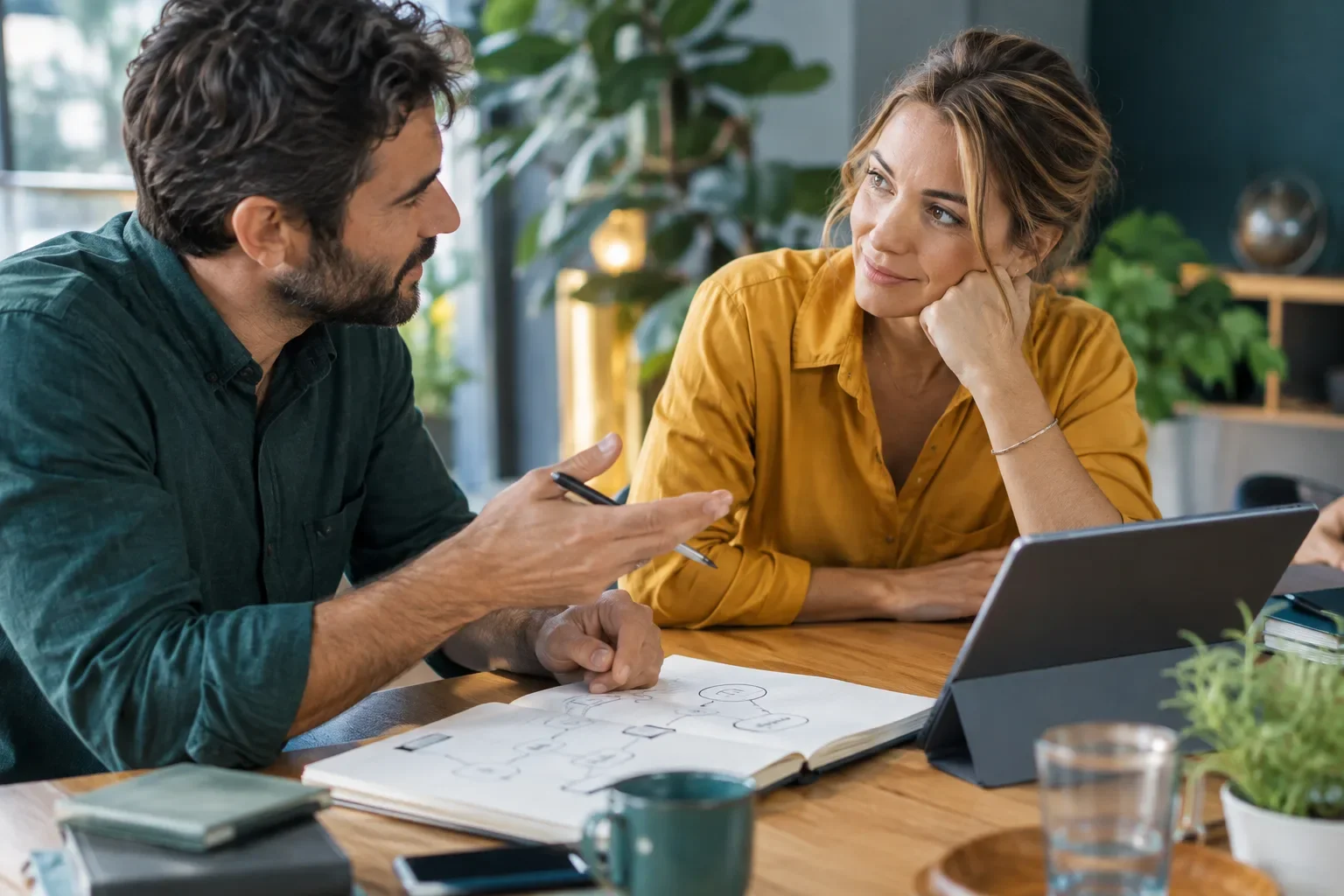 business conversation focused on the context behind a transformation decision.