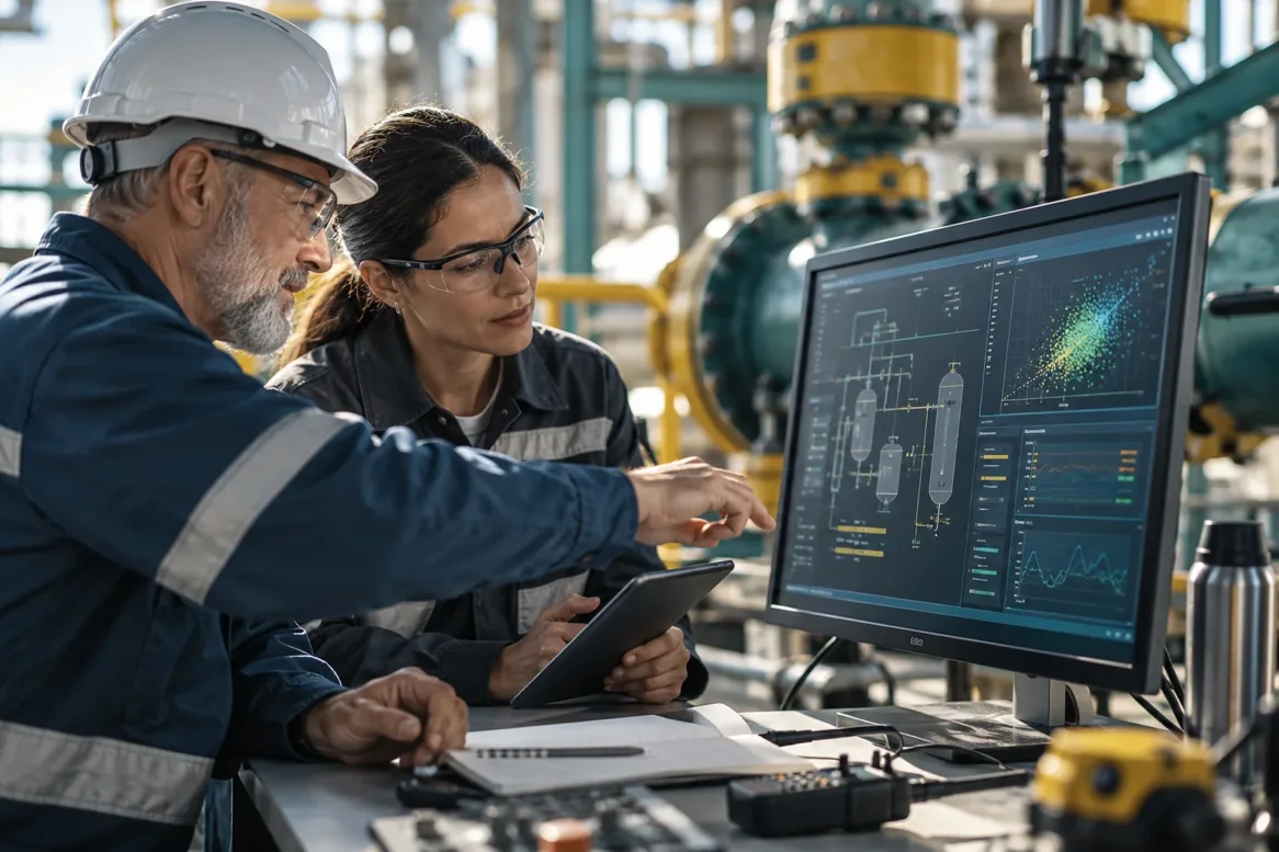 Engineers evaluate an operational response within the equipment context.