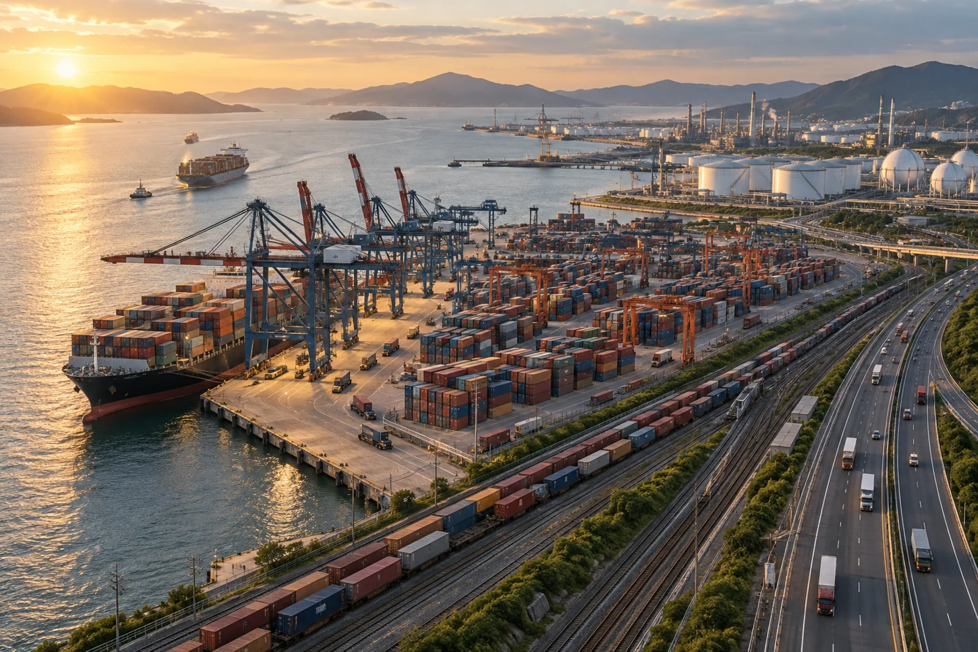 Illustrative trade infrastructure connecting transport, storage and market access.